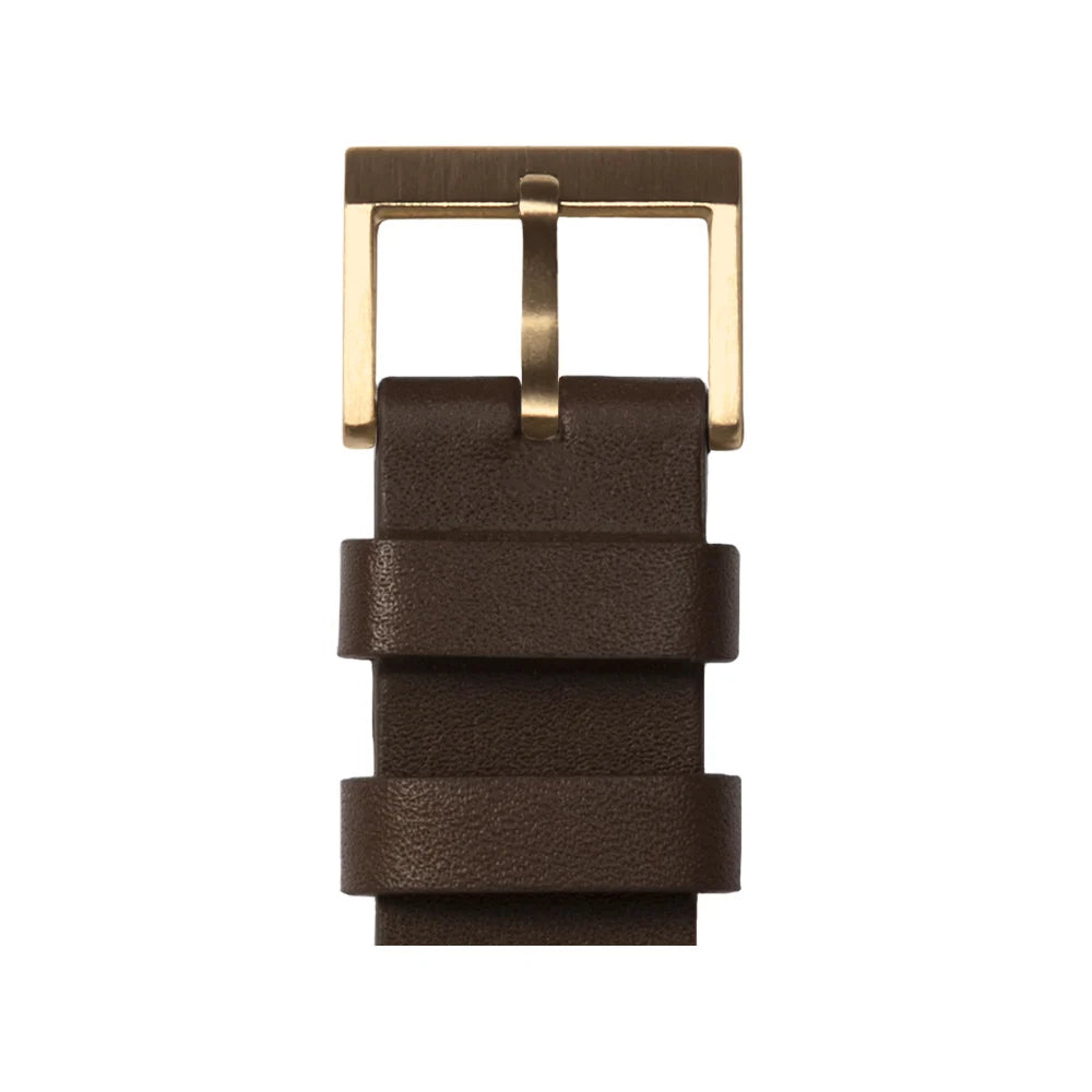 LEFF Amsterdam Tube Watch | T32 Brass White Case with Brown Leather Strap