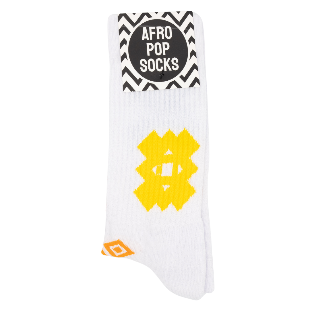 White Adrinka Sports Socks