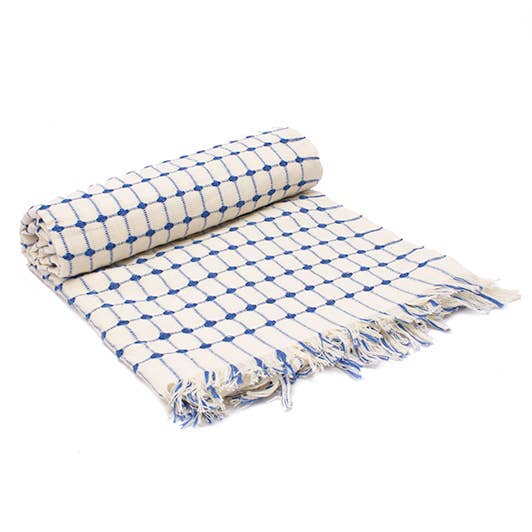 Tanzanian Hand Woven Cotton Grid Tablecloth |Black Grid