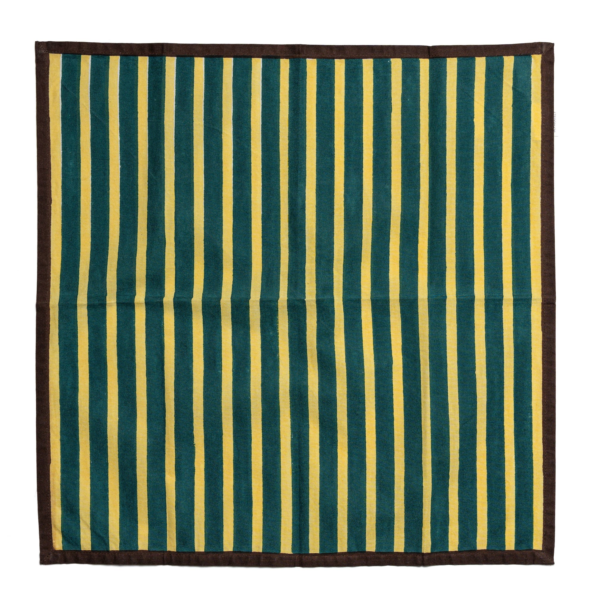 Block Stripe Napkins x 2 | Lemon & Forest Green