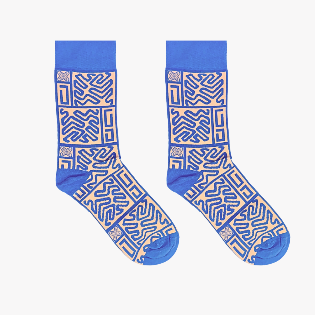 African Kuba Pattern Socks