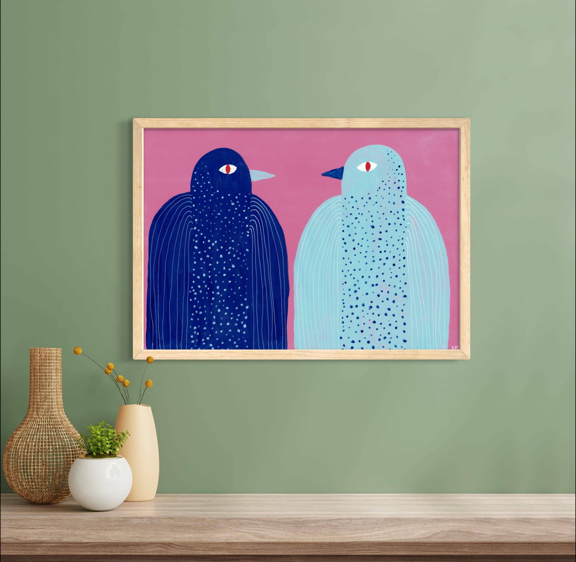 Blue Birds by Nancy McKie | A3 Print