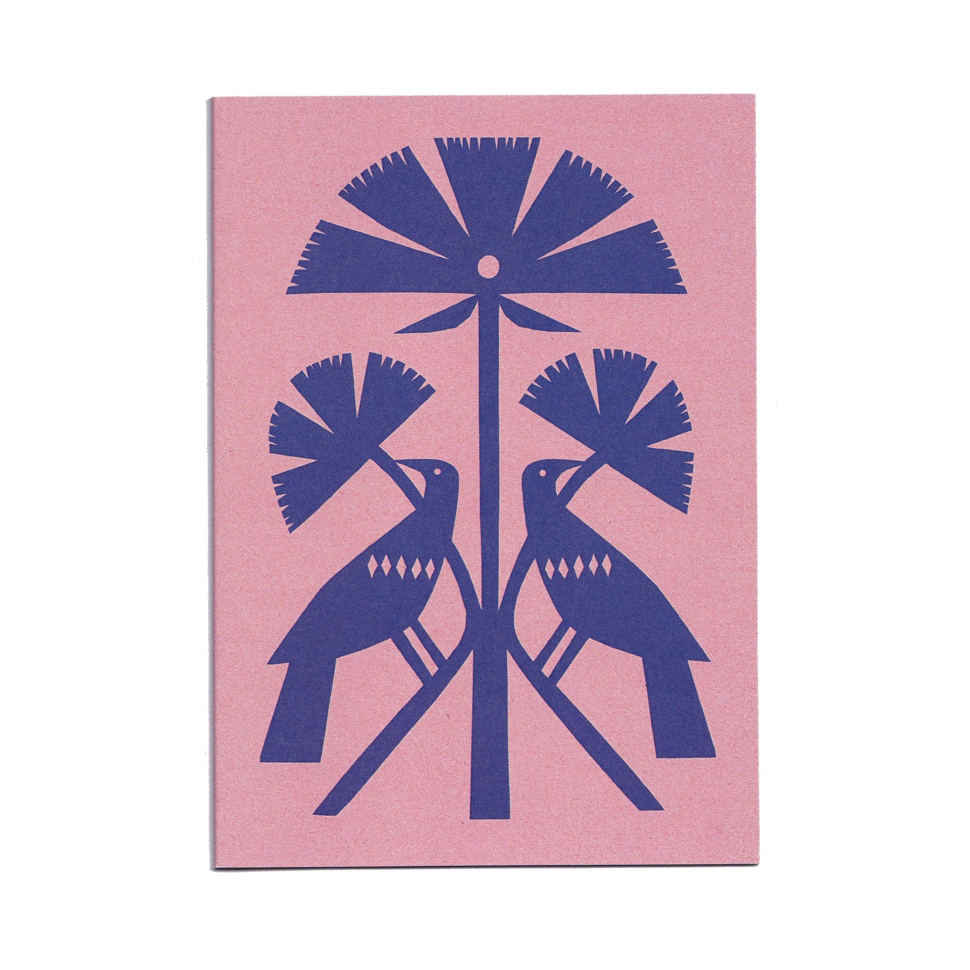 Blue Papercut Bird Greeting Card