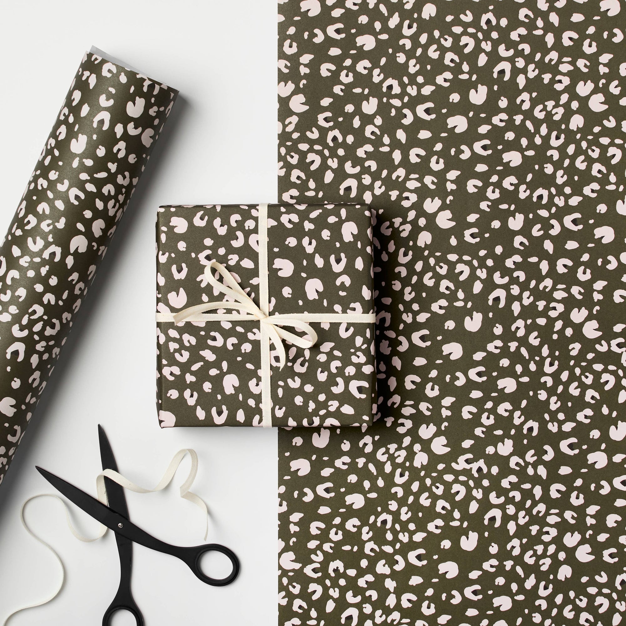MOSS GREEN LEOPARD GIFT WRAP | Moss Green
