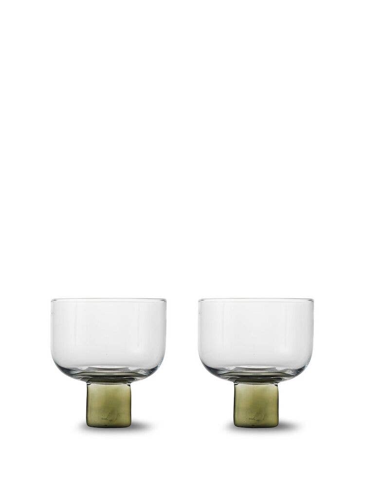 BYON Design | Glass Victoria 2 Pack Clear & Olive