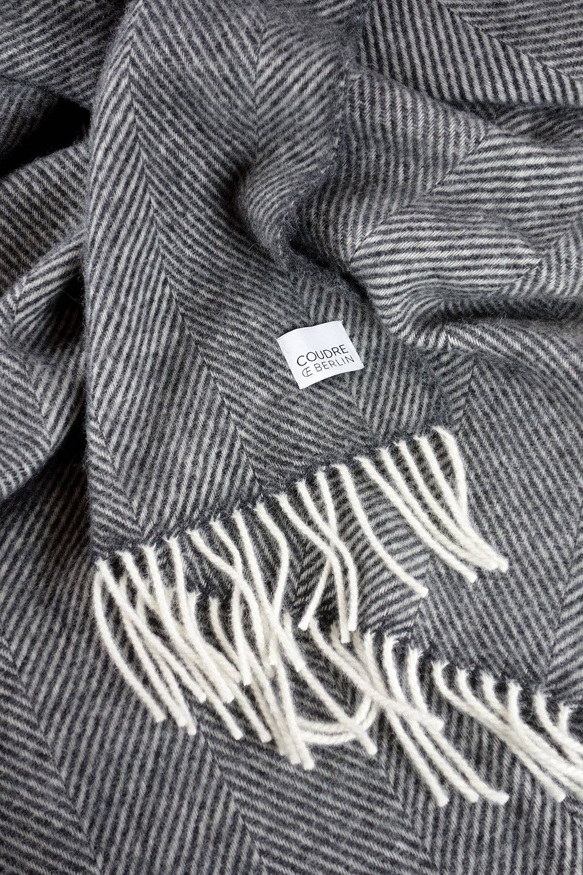 Herringbone Wool Throw | Anthracite