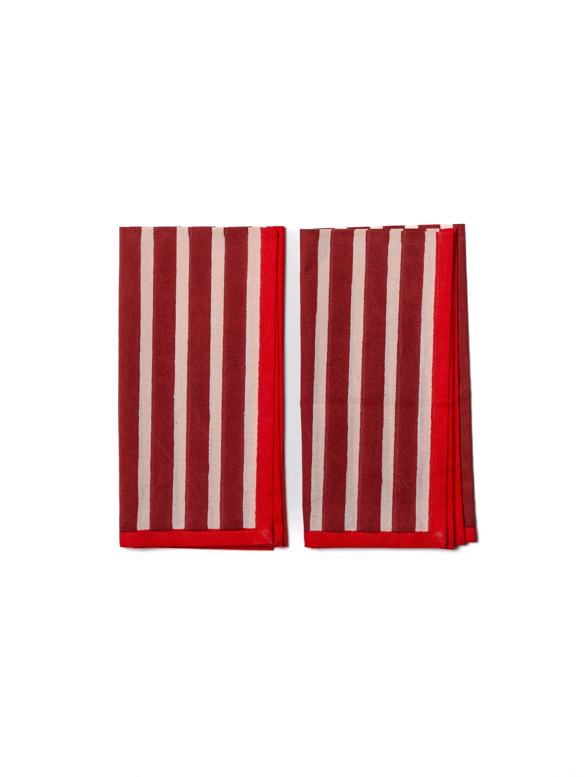 Block Stripe Napkins x 2 | Crimson Red & Blush