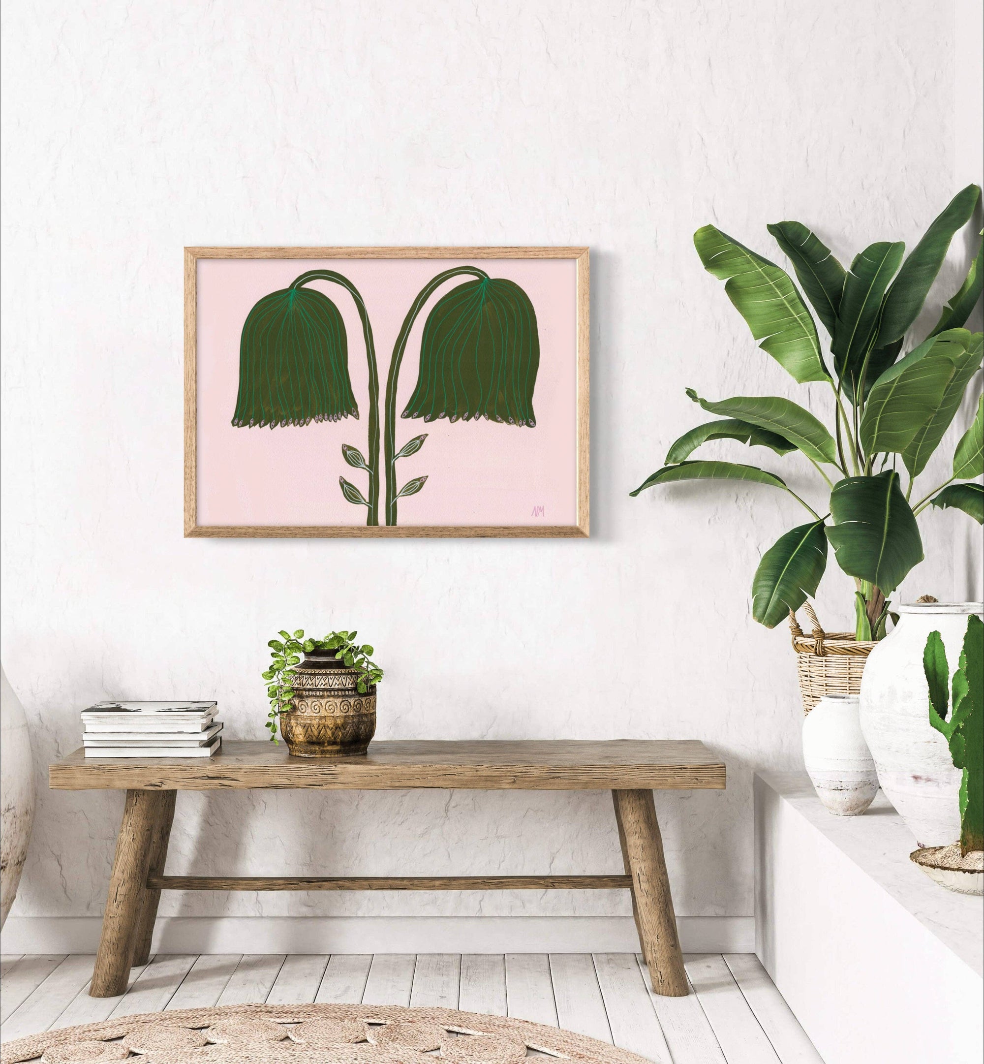 Two Green Flowers by Nancy McKie | A3 Prin