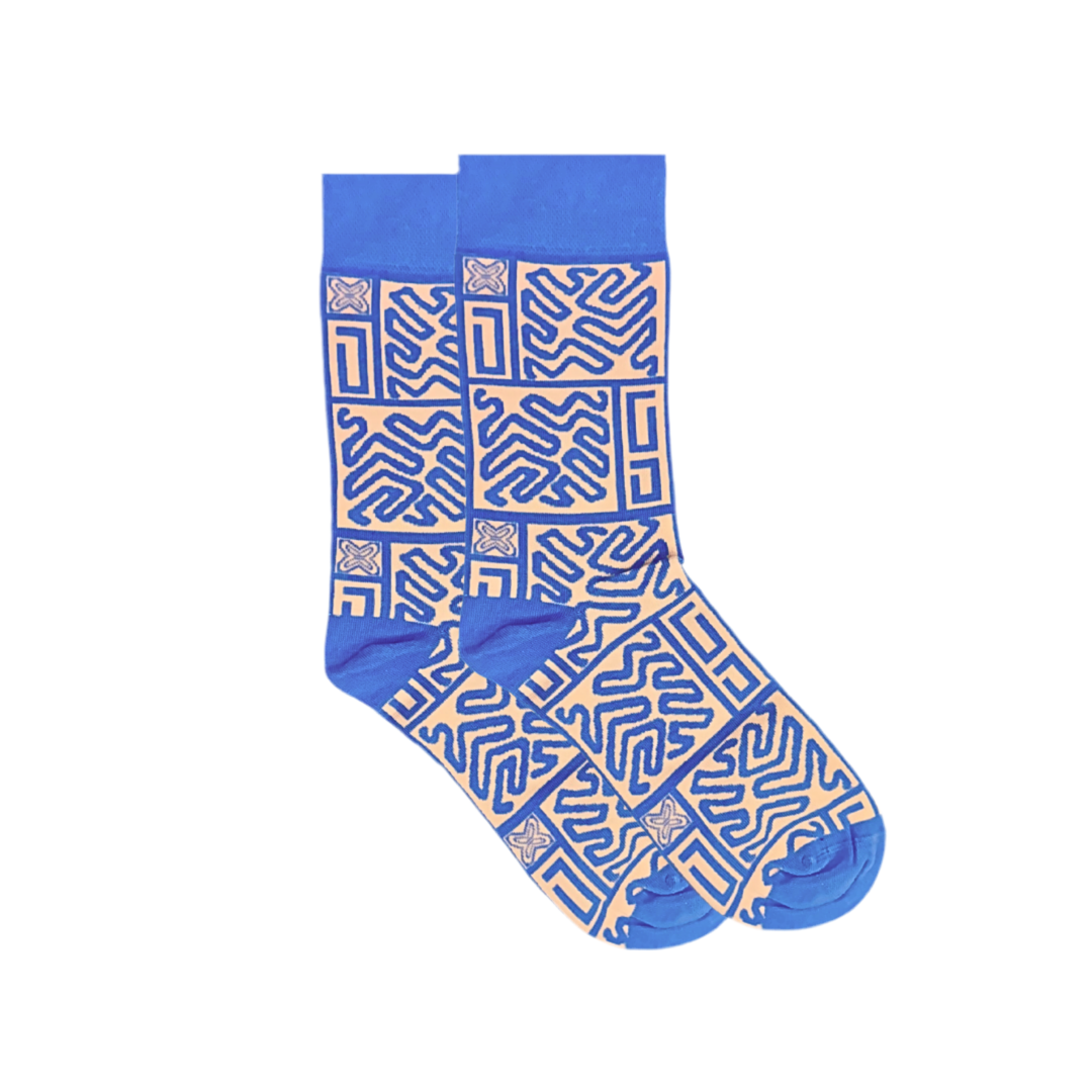 African Kuba Pattern Socks