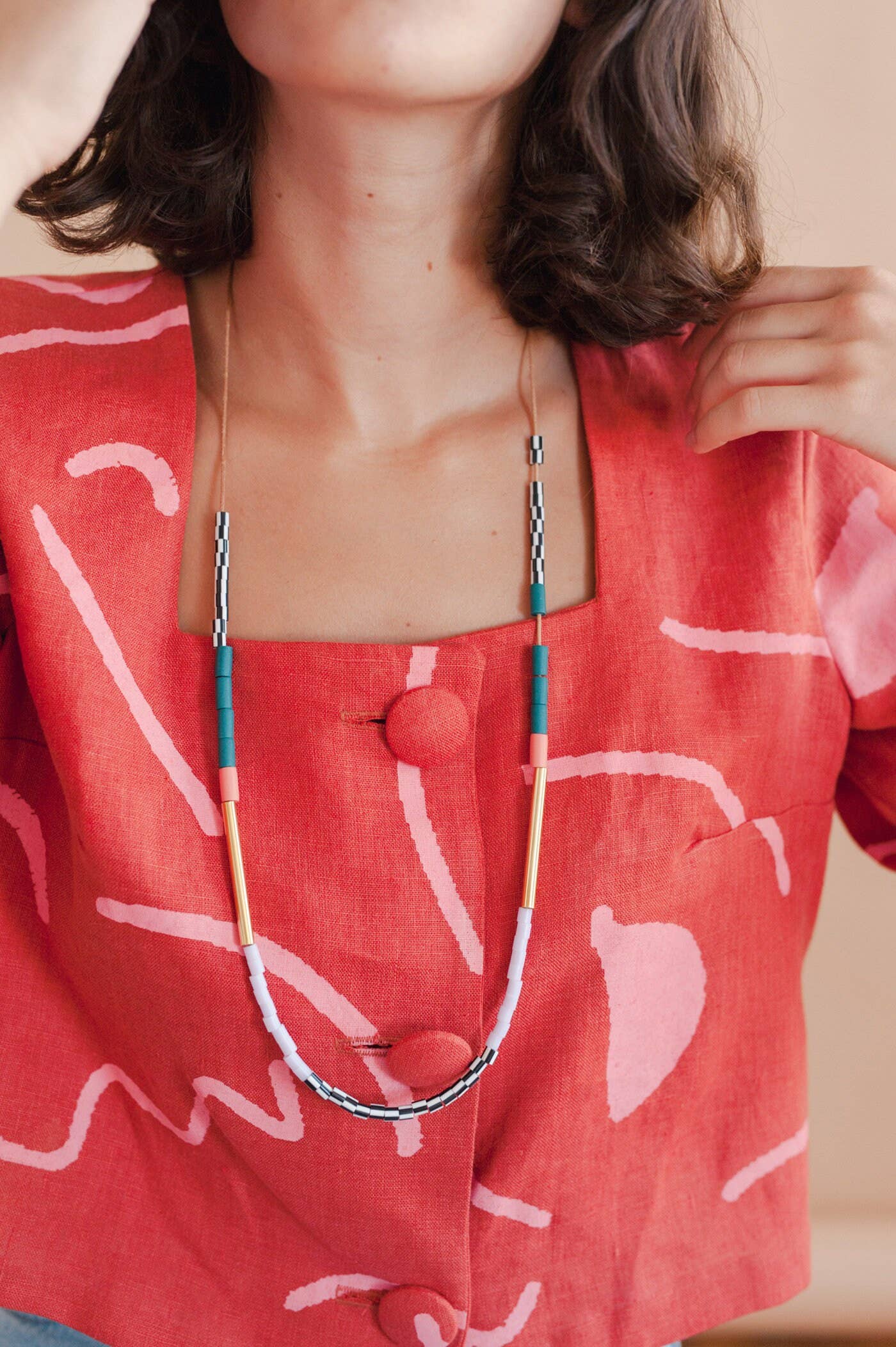 Colourblock Necklace | Teal & Pink