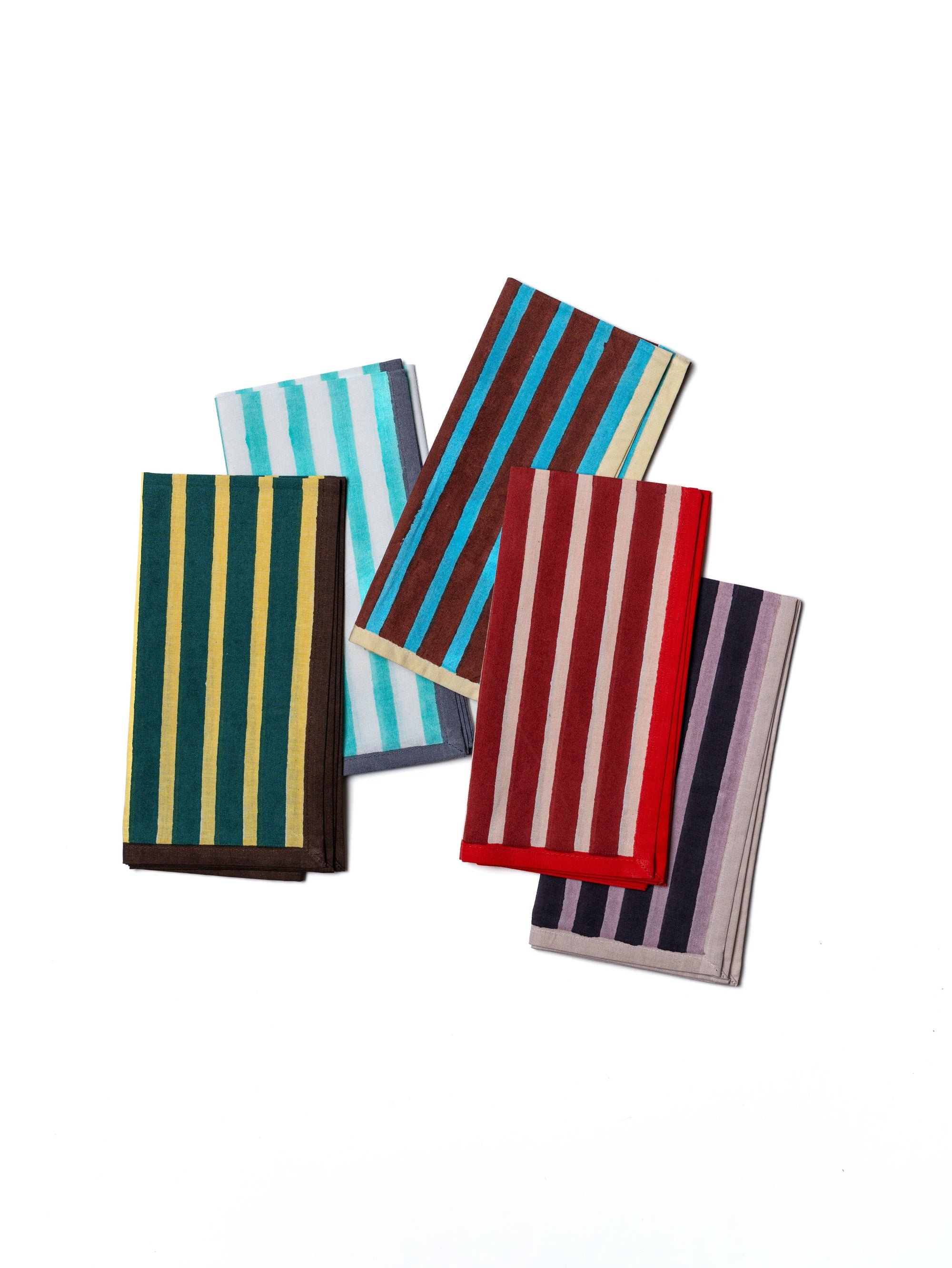Block Stripe Napkins x 2 | Lemon & Forest Green