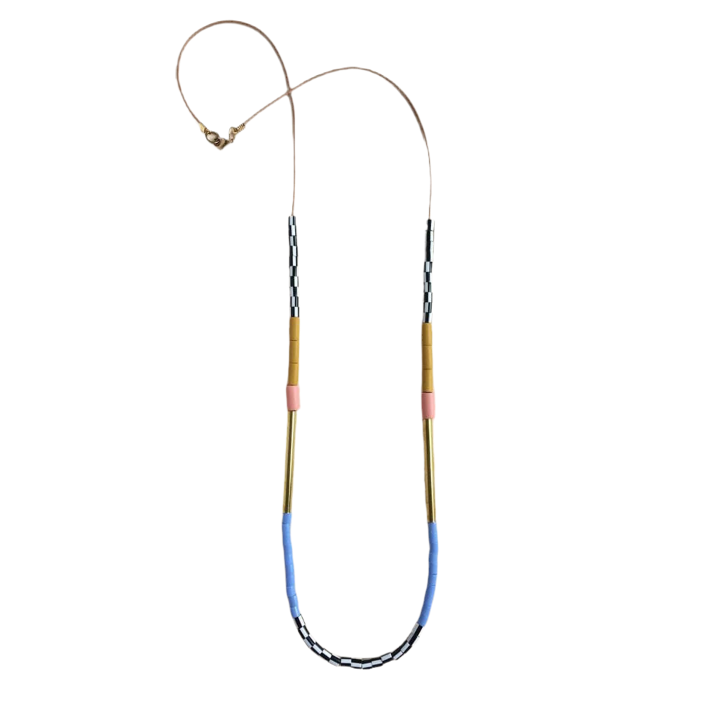 Colourblock Necklace | Mustard, Pink & Blue