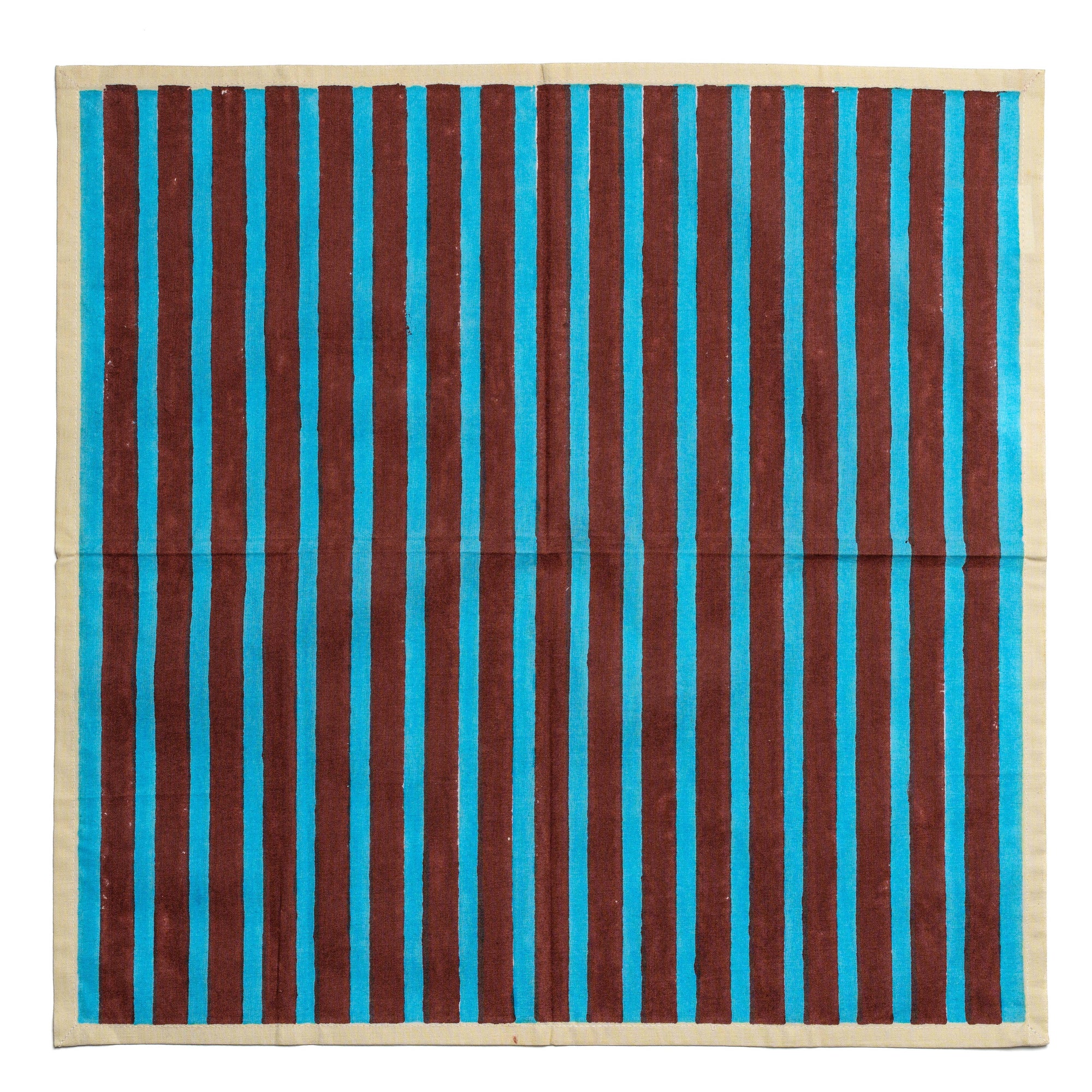 Block Stripe Napkins x 2 | Cyan & Russet