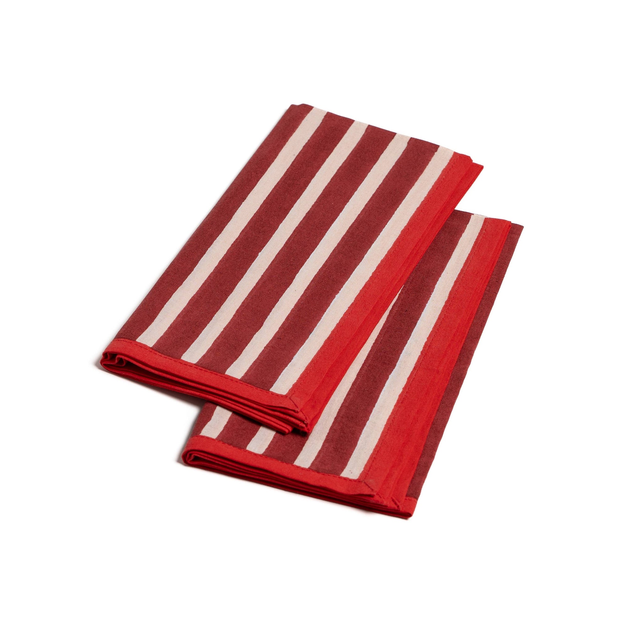 Block Stripe Napkins x 2 | Crimson Red & Blush