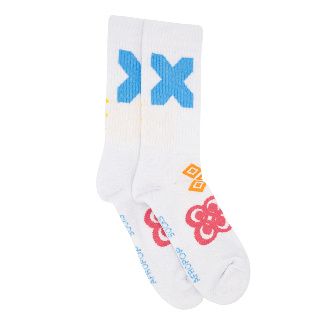 White Adrinka Sports Socks