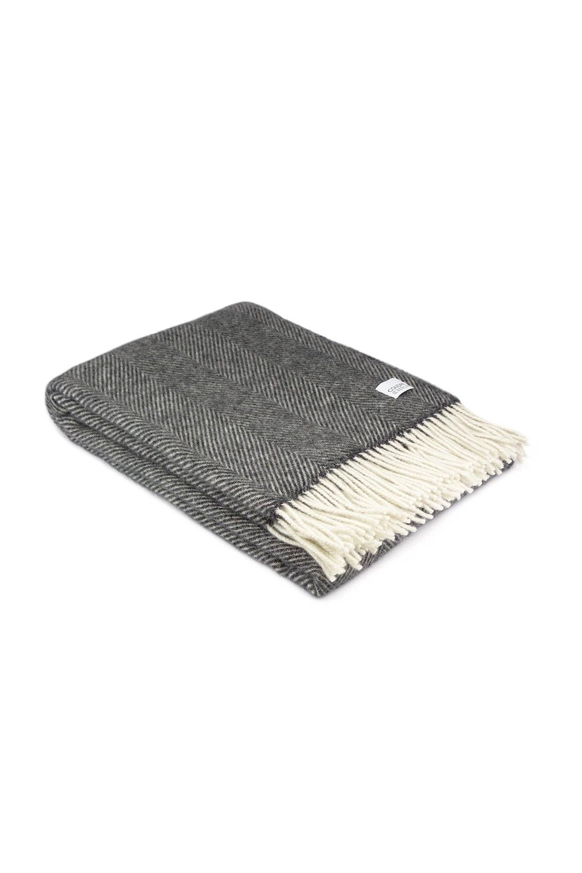 Herringbone Wool Throw | Anthracite