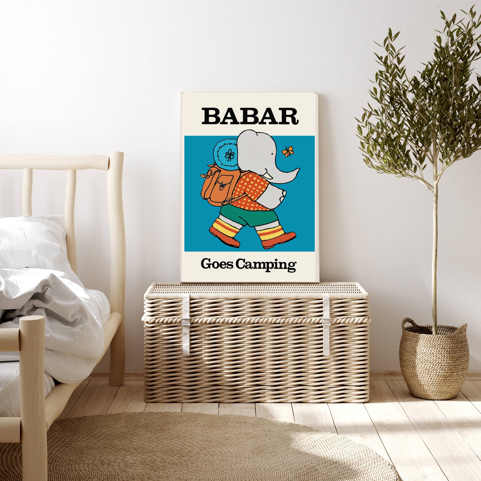 Babar Camping Nursery Art Print | A4