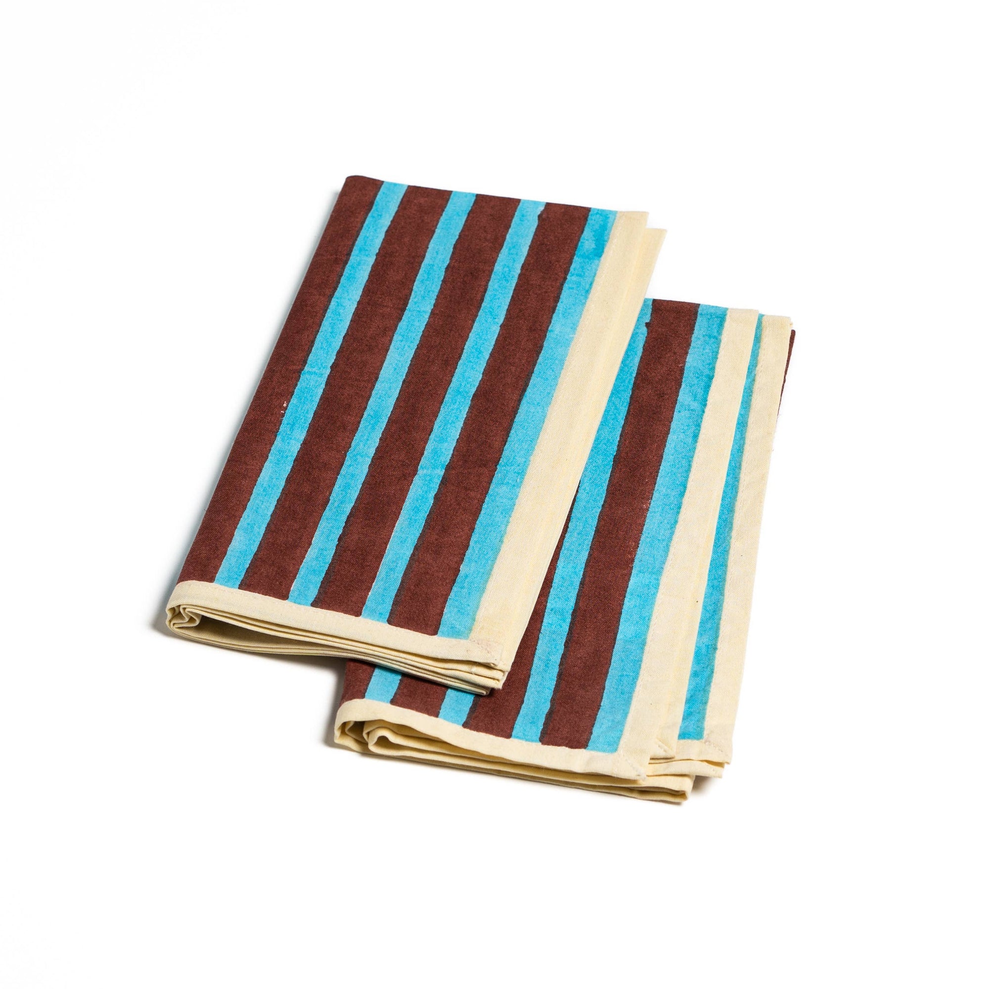 Block Stripe Napkins x 2 | Cyan & Russet