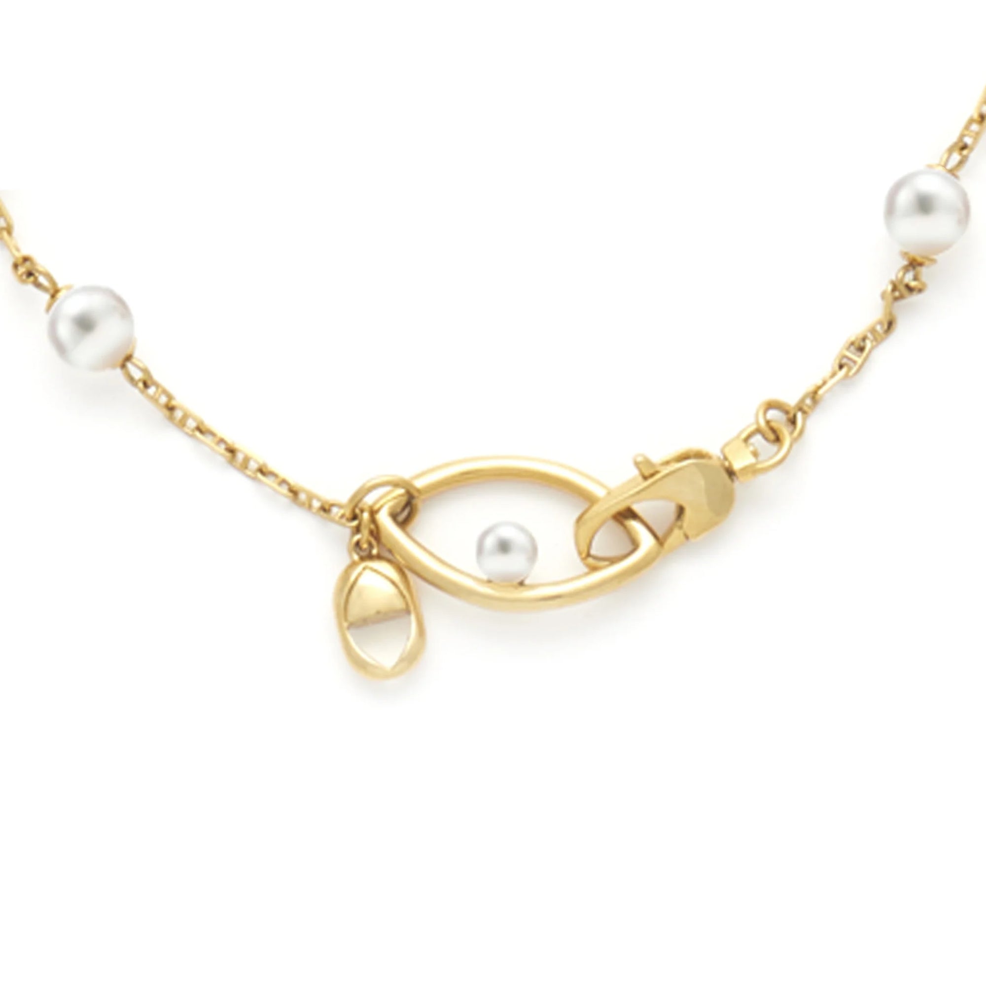 Egyptian Symbols Pearl Rosary Necklace | 18ct Gold-Plated Sterling Silver