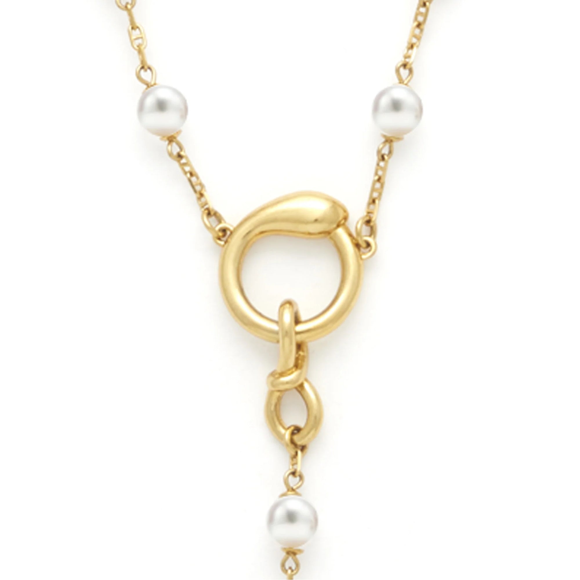 Egyptian Symbols Pearl Rosary Necklace | 18ct Gold-Plated Sterling Silver