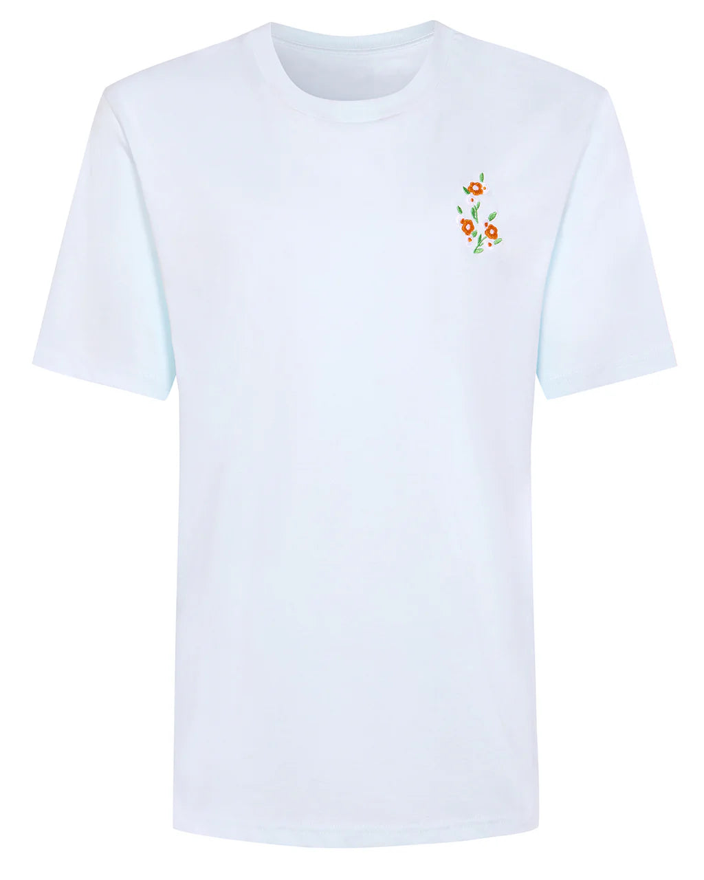 Floral Embroidered T-Shirt | Sky Blue
