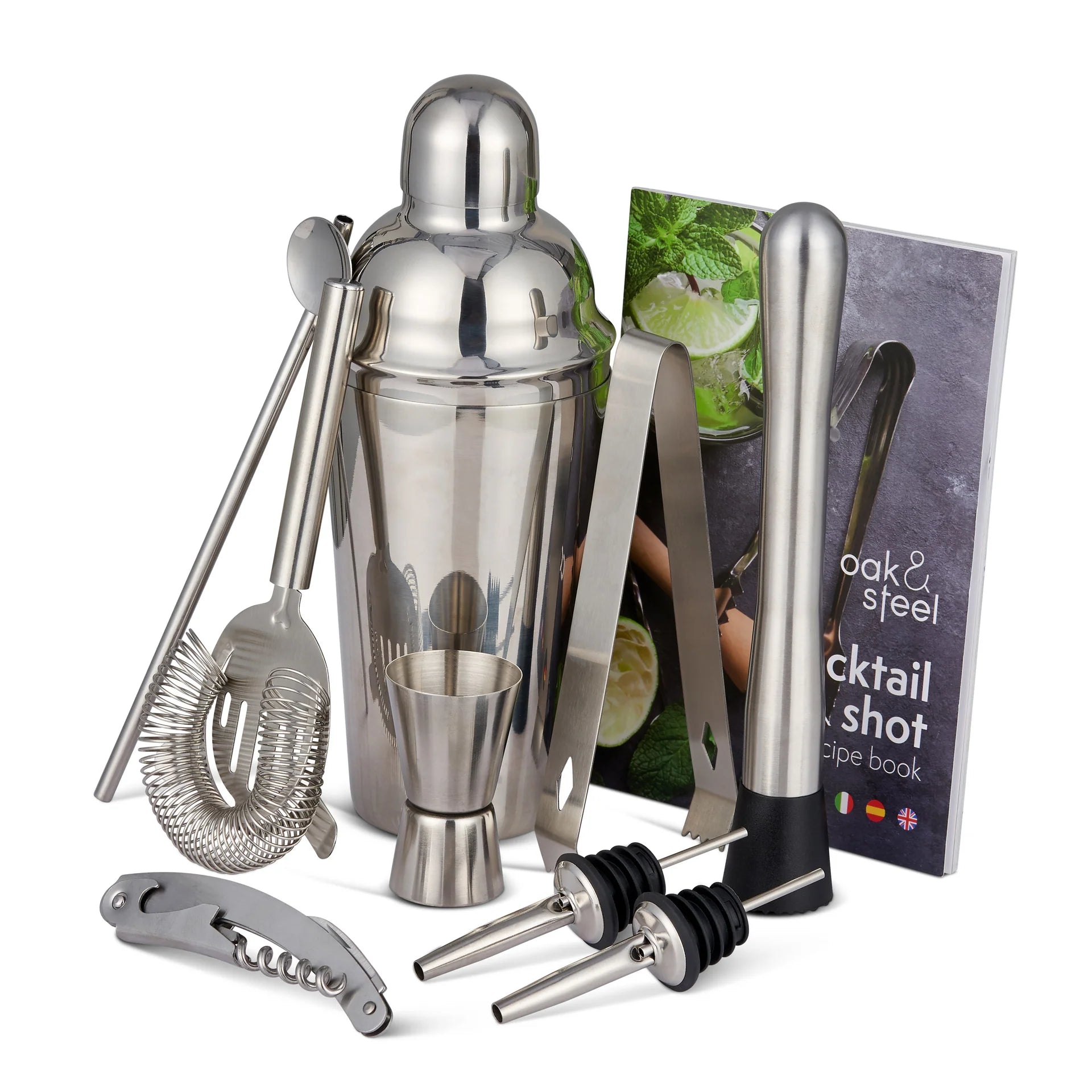 Silver Stainless Steel 10 Piece Cocktail Set