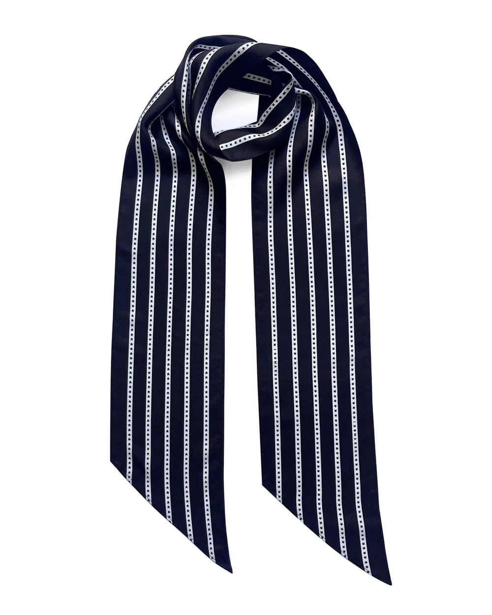 Star Striped Silk Neck Scarf Black
