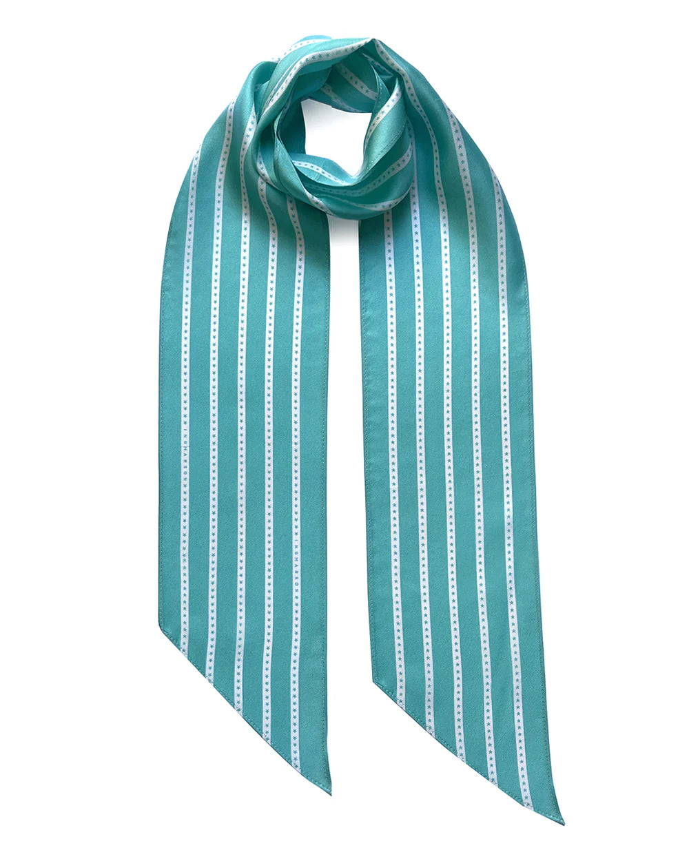 Star Striped Silk Neck Scarf Turquoise