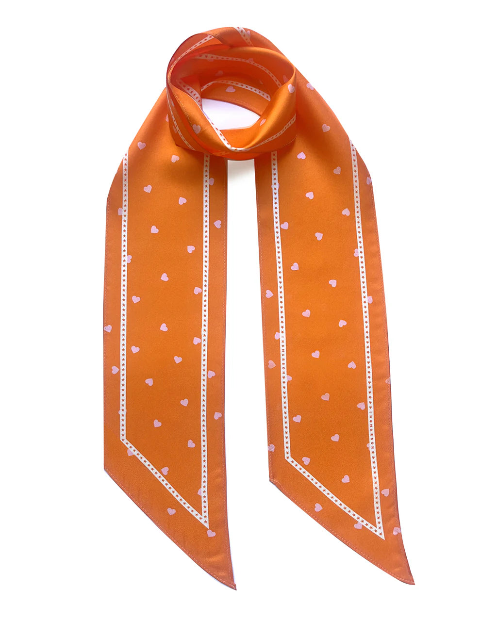 Tiny Hearts Silk Neck Scarf Long Orange