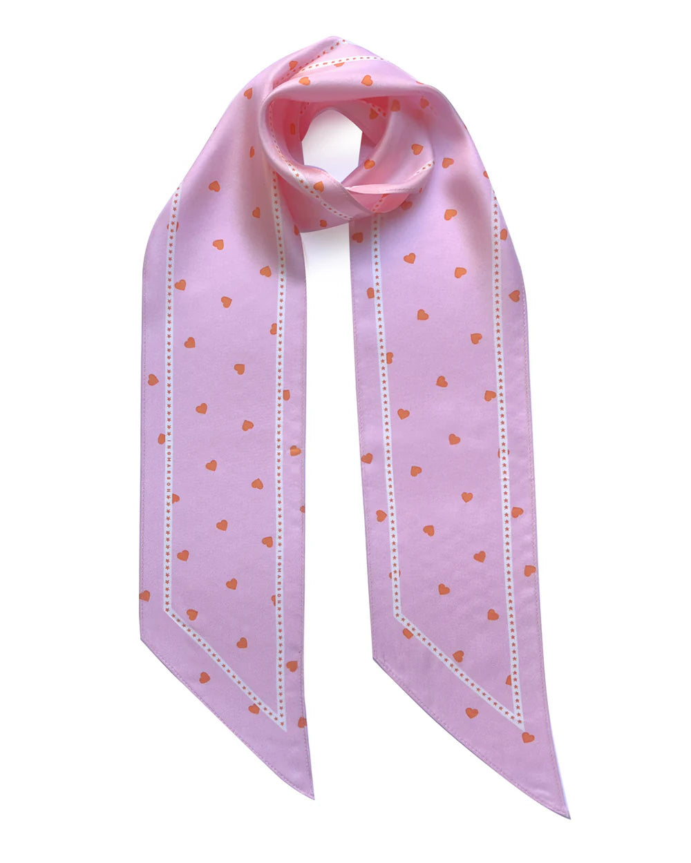 Tiny Hearts Silk Neck Scarf Long Pink