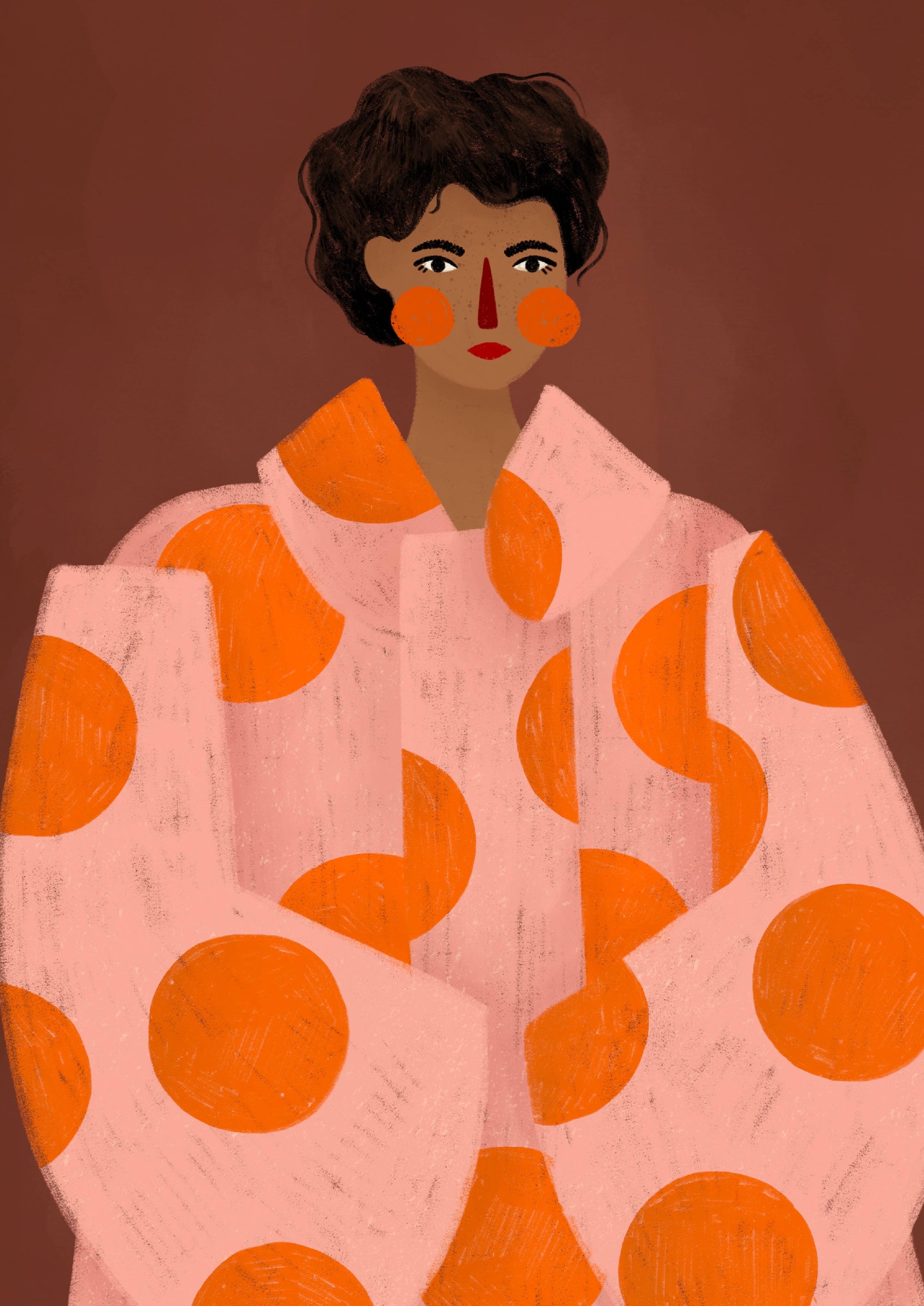 The Woman With The Orange Dots' A3 Art Print