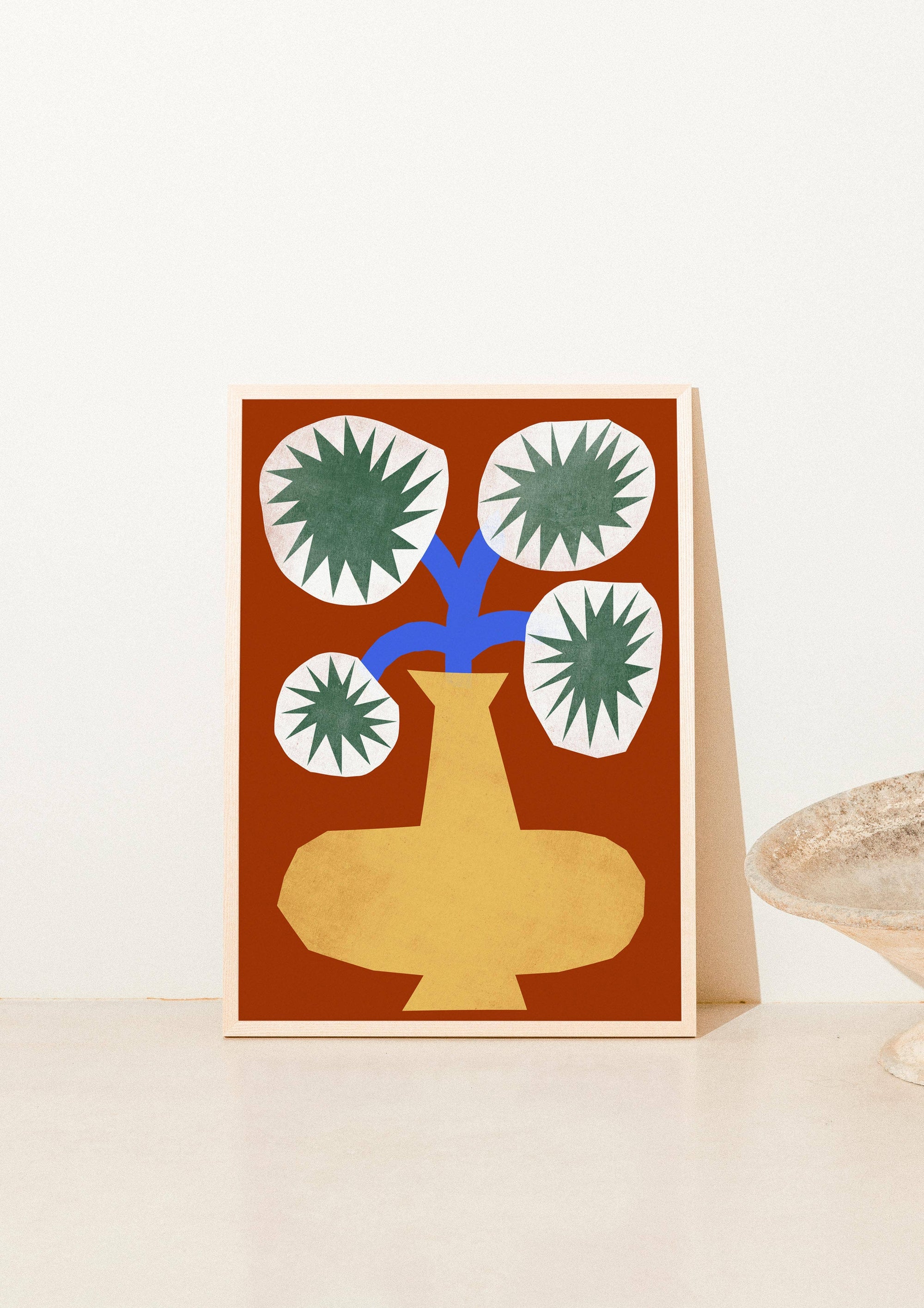 Flowers in Yellow Vase Art Print | A3