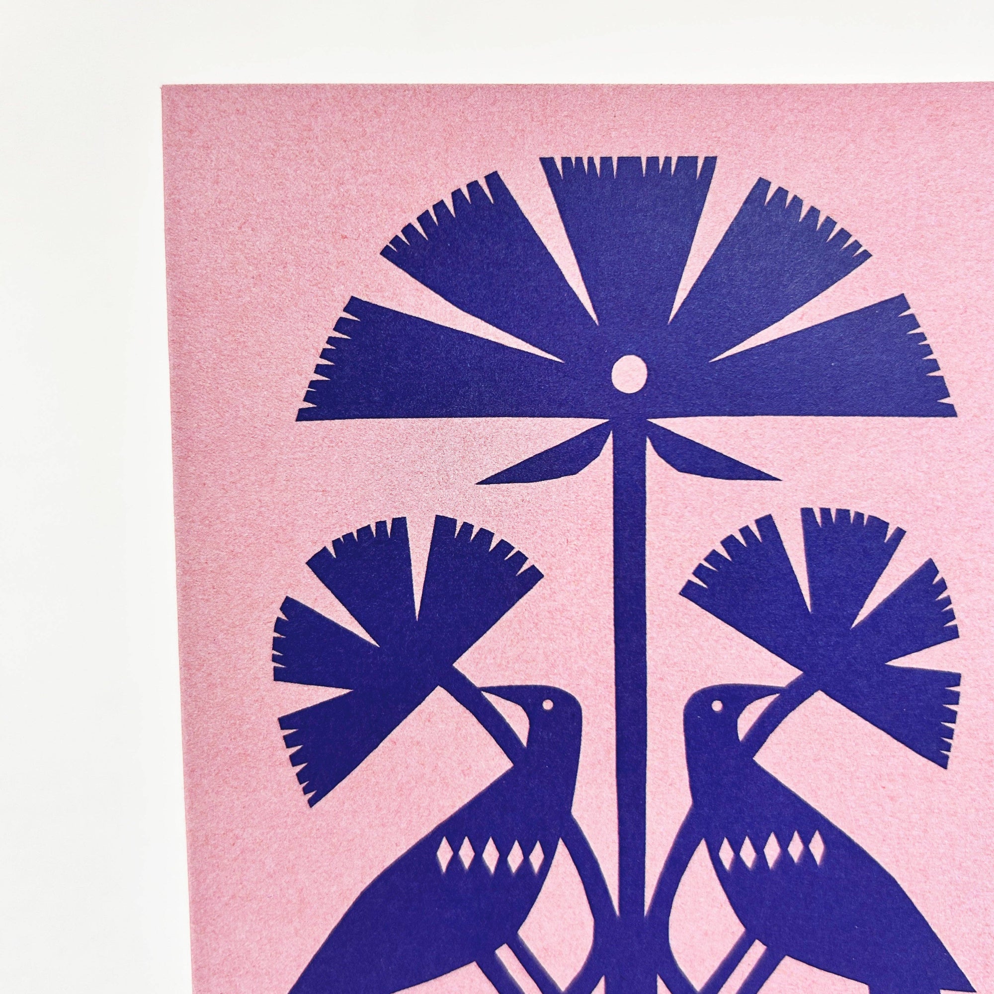 Blue Papercut Bird Greeting Card