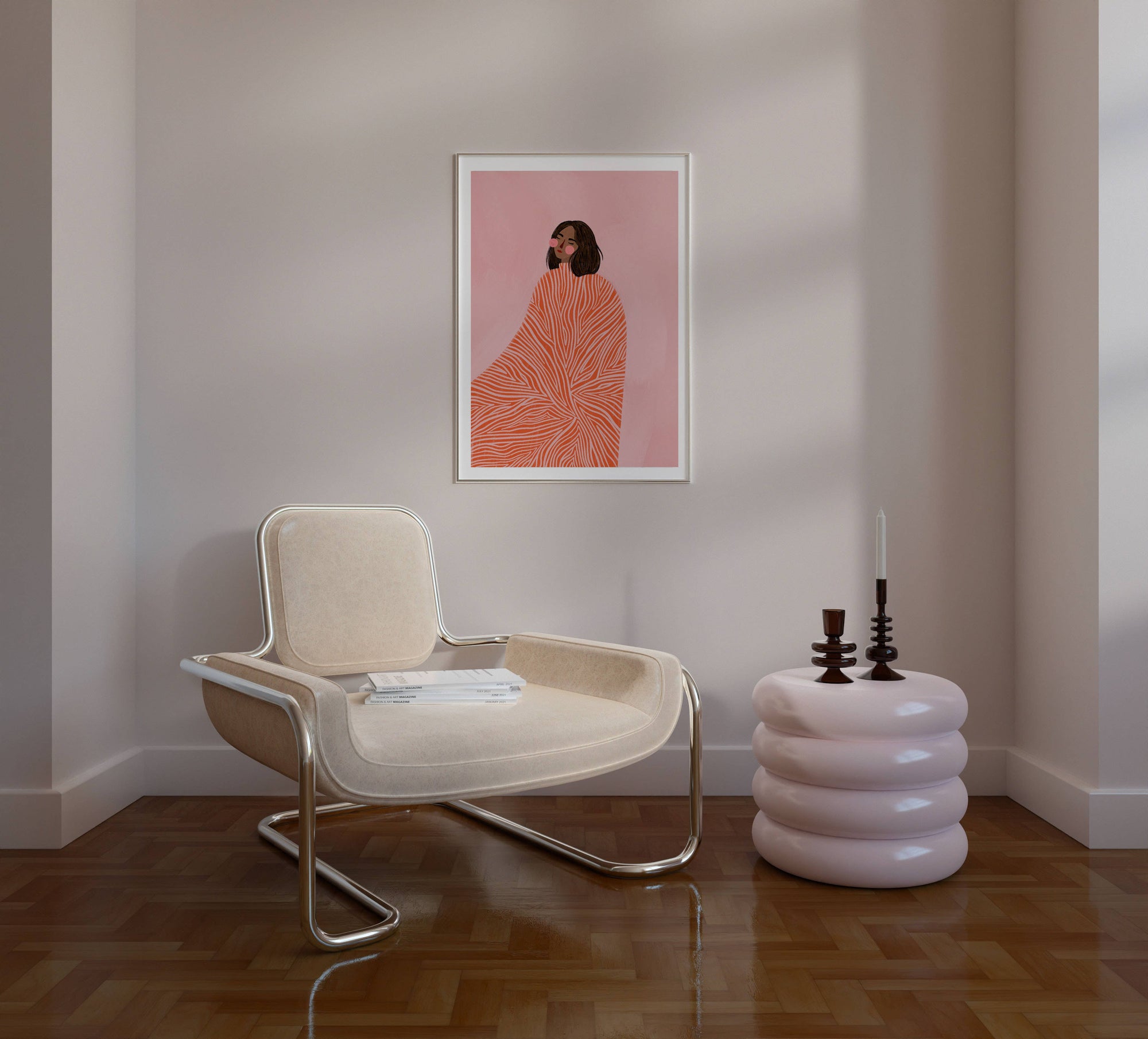 The Woman With The Swirls' A3 Art Print