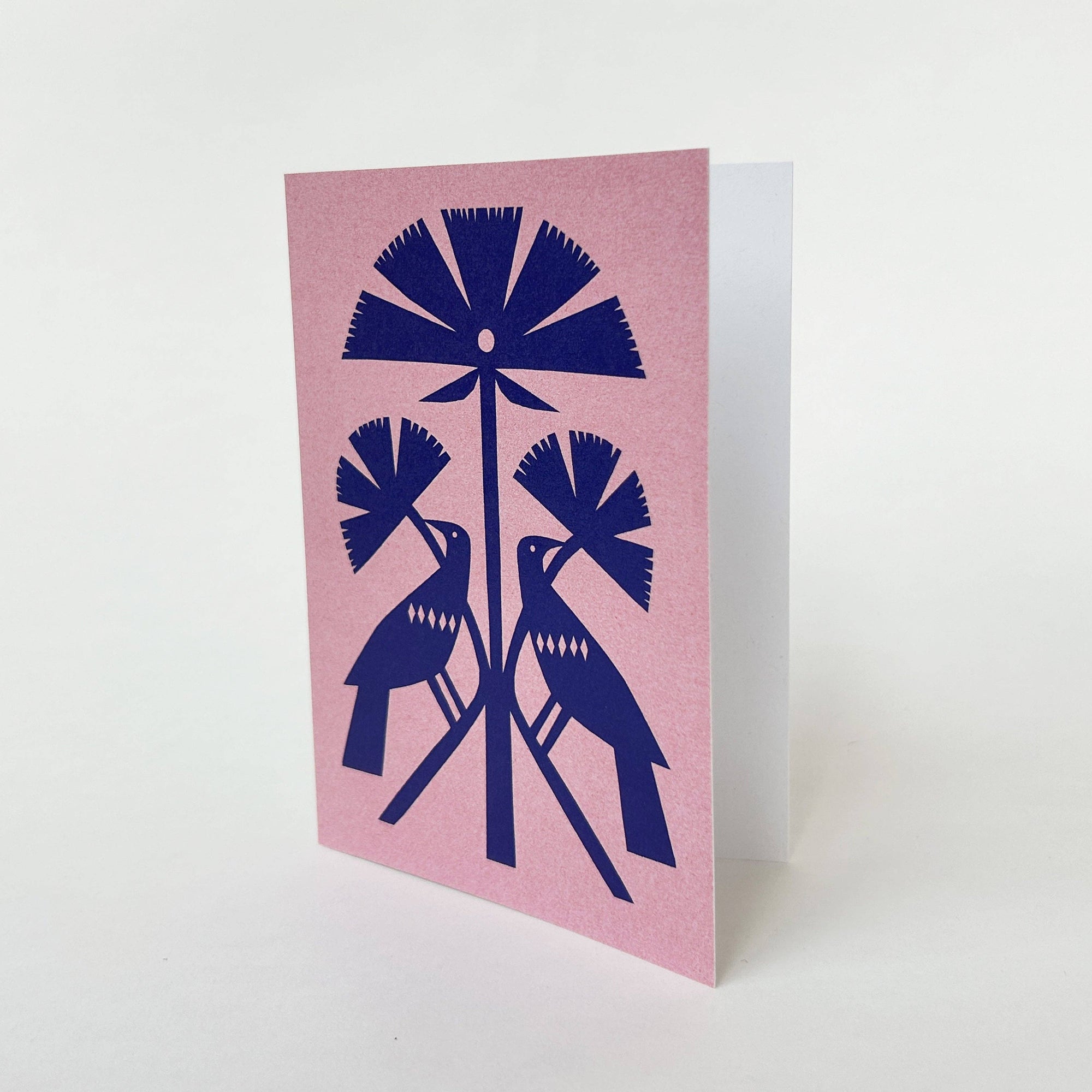 Blue Papercut Bird Greeting Card