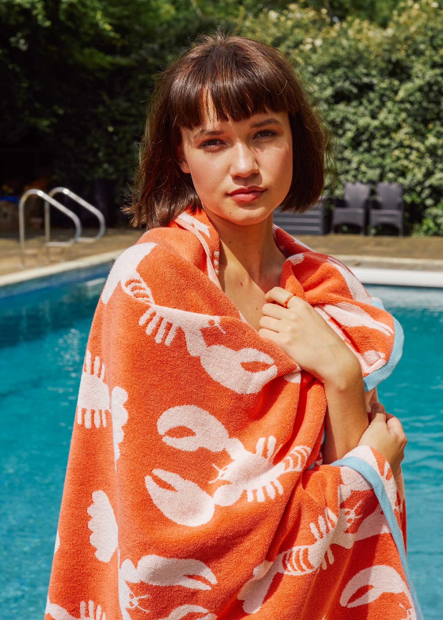 Lobster Organic Cotton Hand Towel | Red