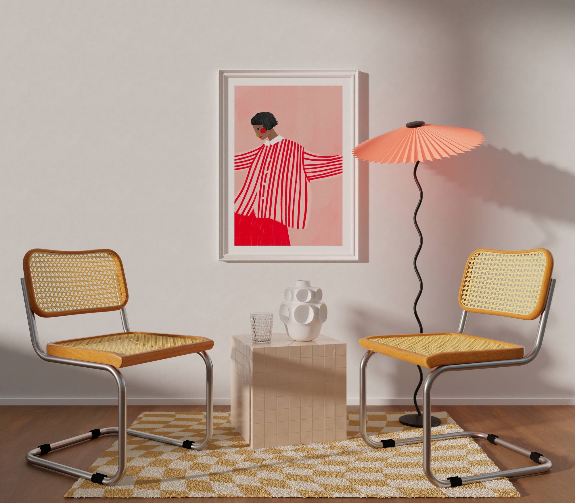The Woman With The Red Skirt' A3 Art Print