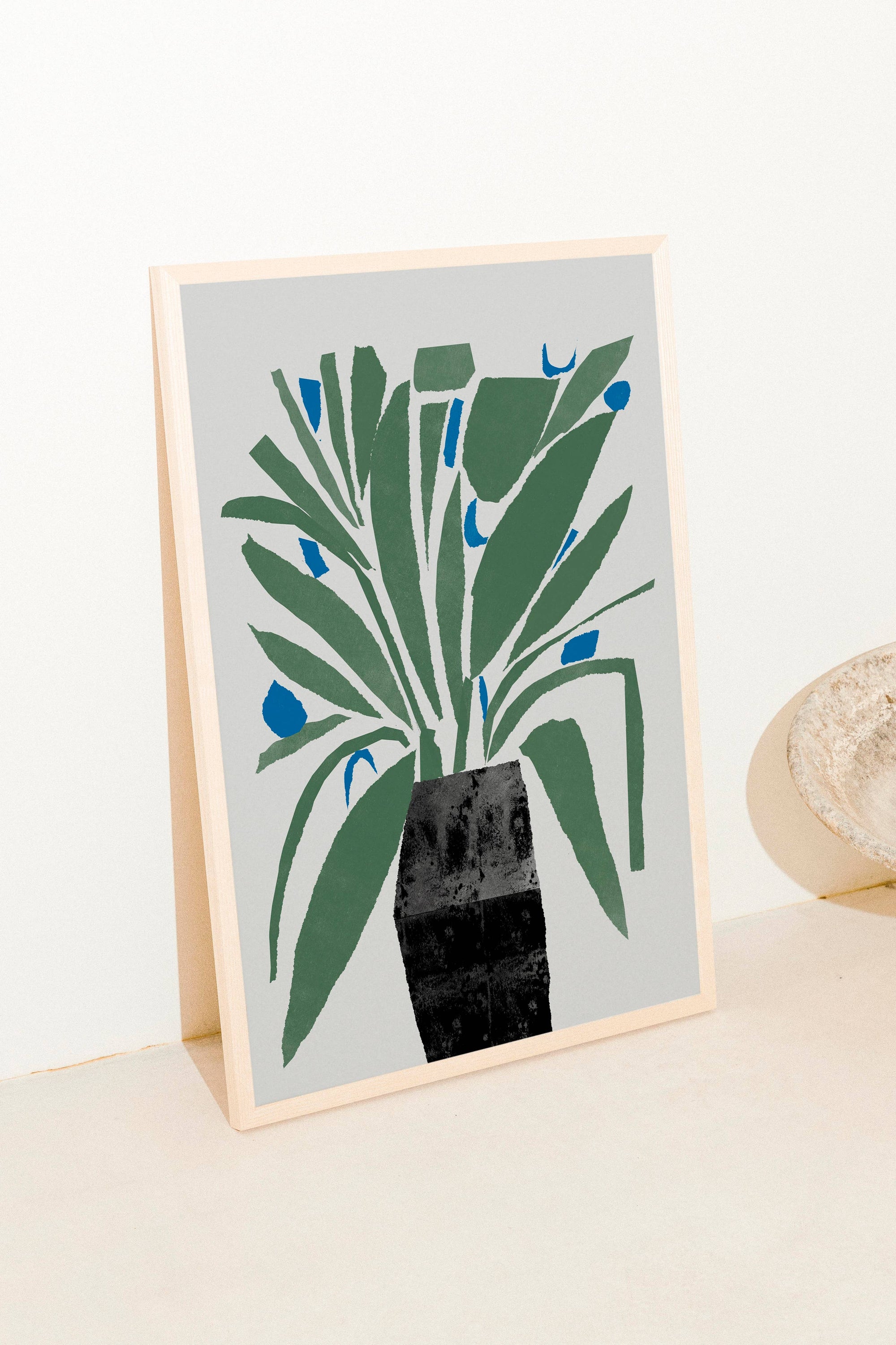 Blue Paper Flowers Art Print | A3