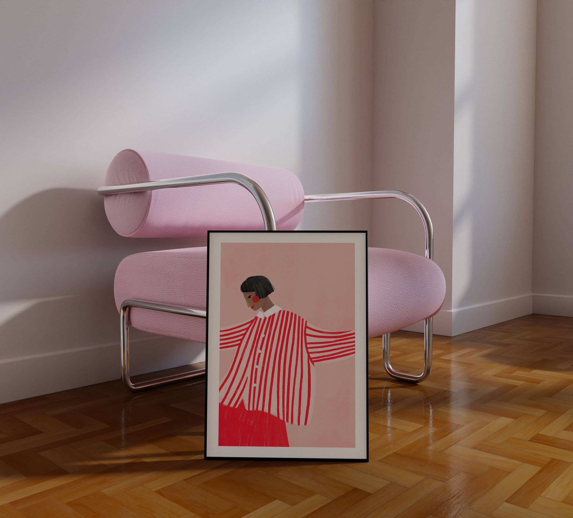 The Woman With The Red Skirt' A3 Art Print
