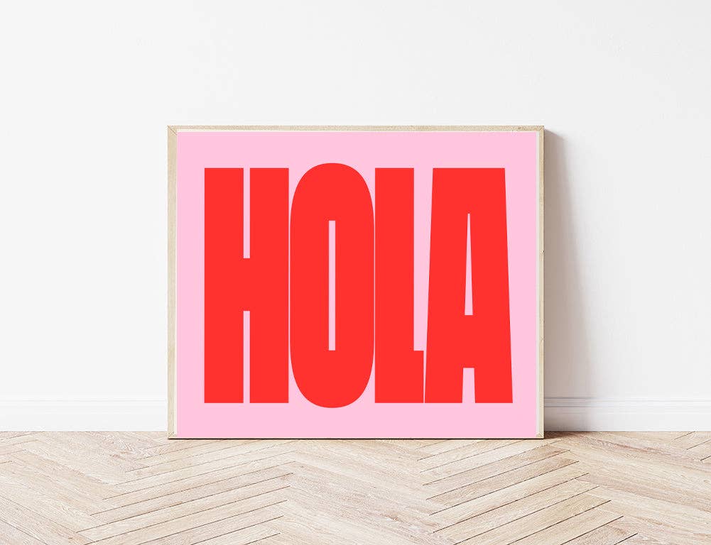 Hola' Typography Art Print A3