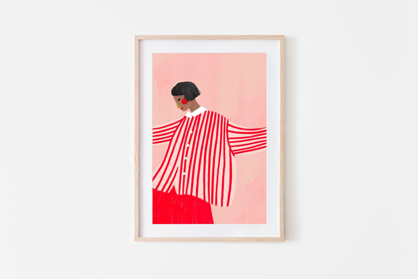 The Woman With The Red Skirt' A3 Art Print