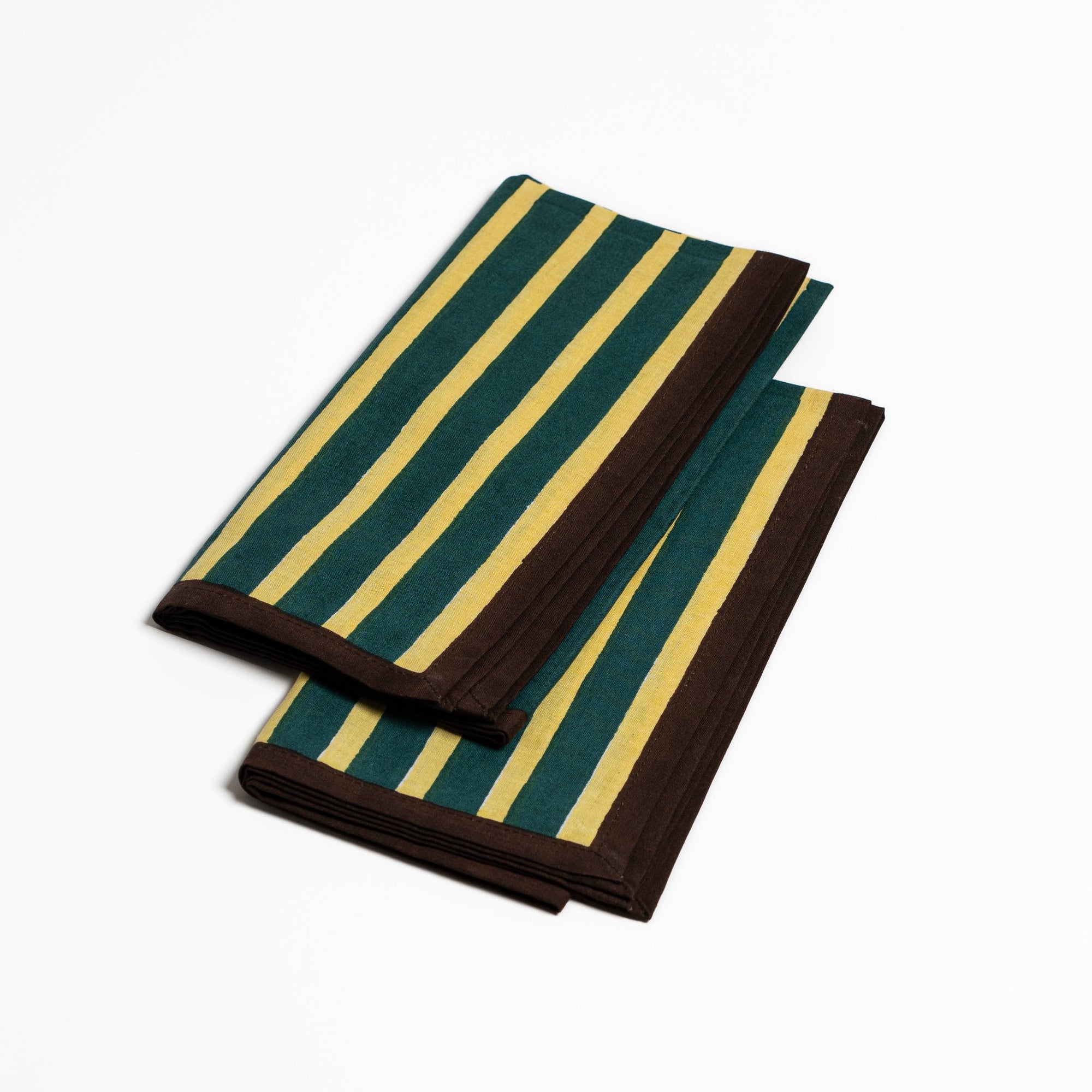 Block Stripe Napkins x 2 | Lemon & Forest Green
