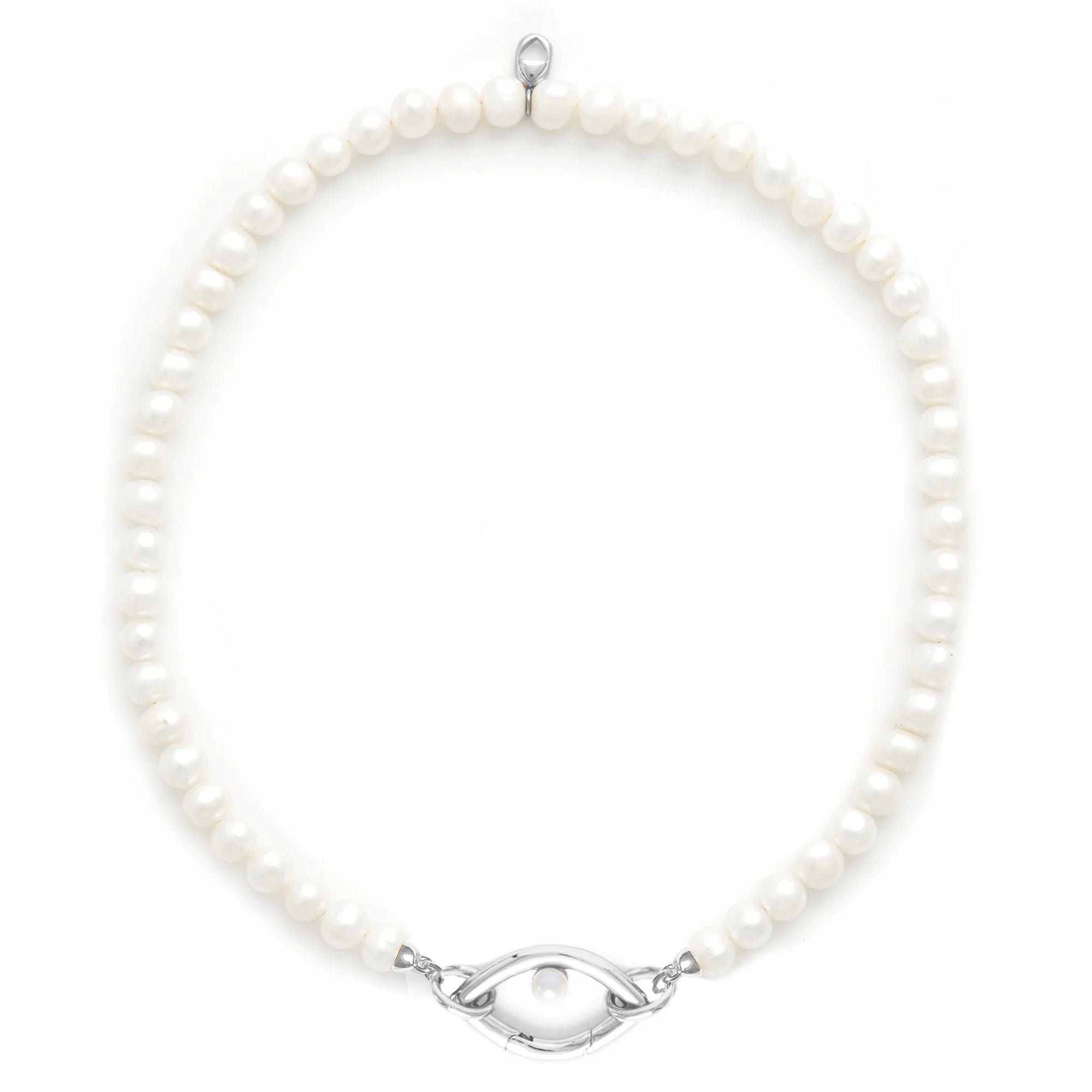 Eye Opener Pearl Necklace | Silver