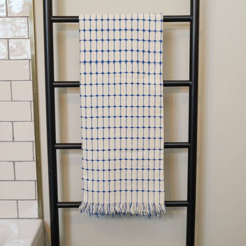 Tanzanian Hand Woven Cotton Grid Tablecloth |Black Grid