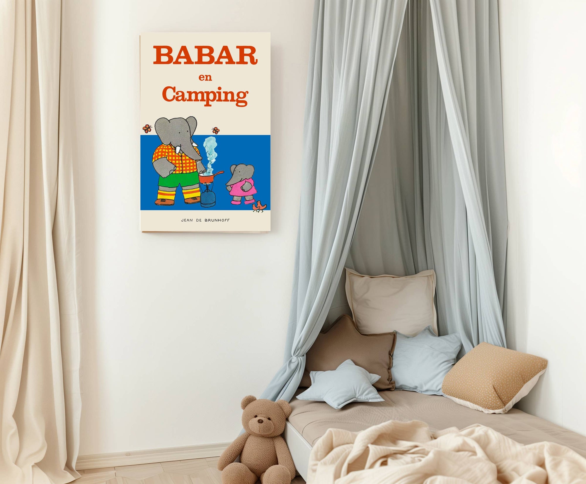 Babar Camping Nursery Art Print | A4