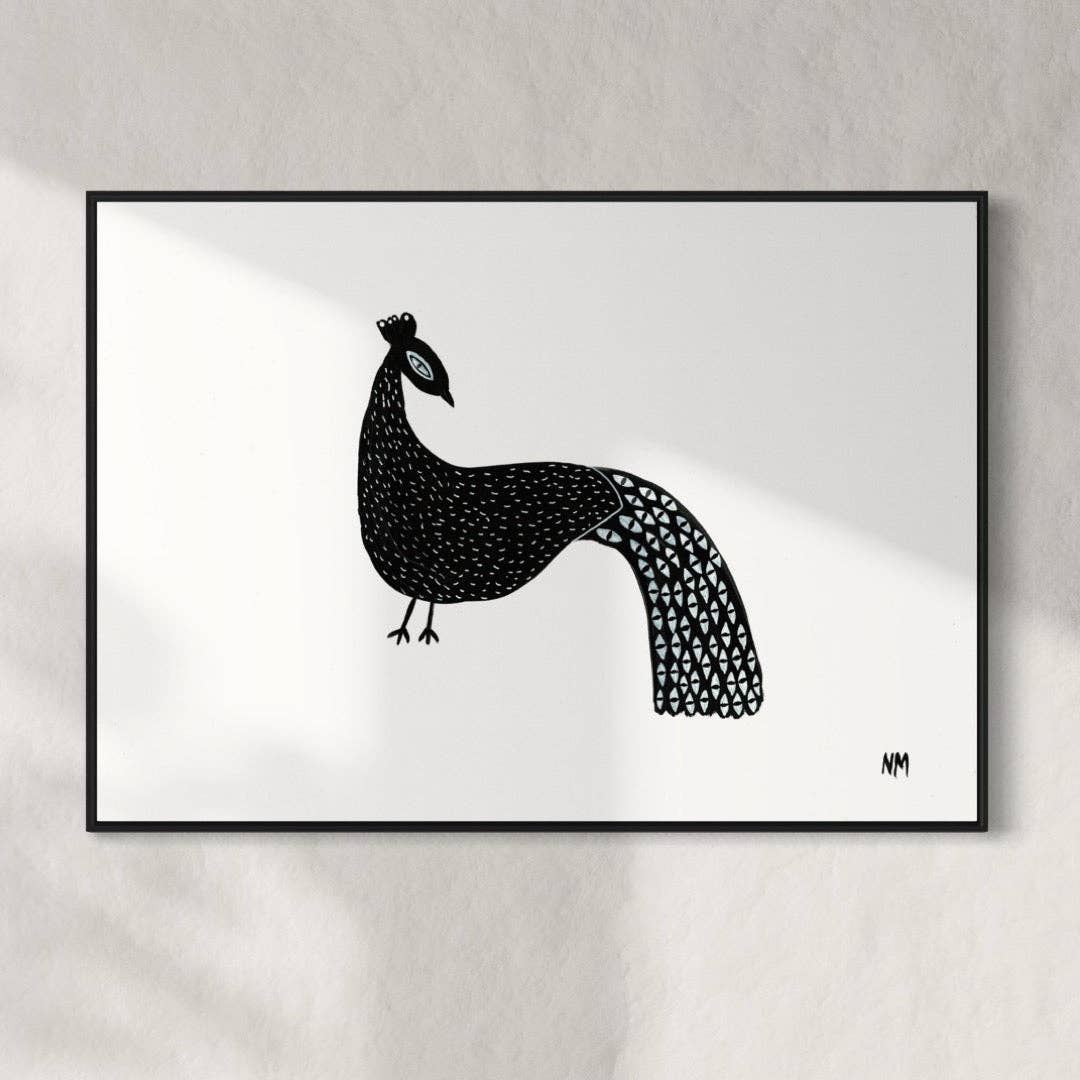 Black Peacock by Nancy McKie | A3 Print