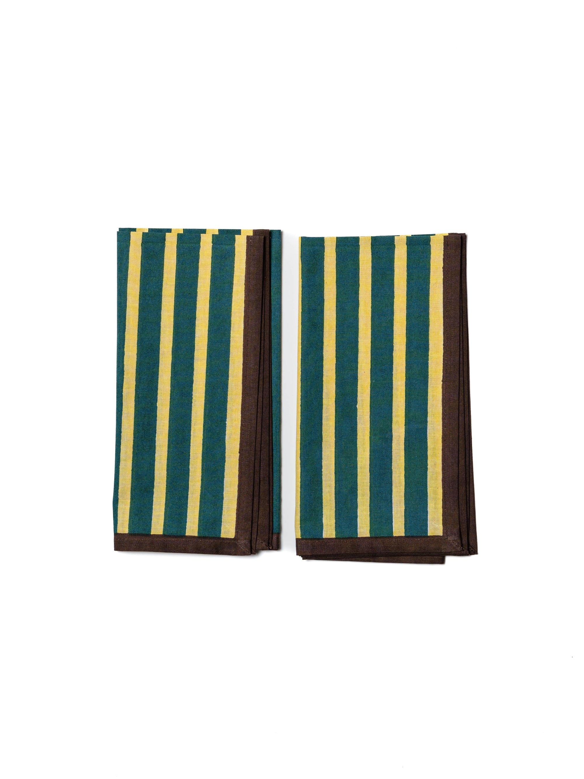 Block Stripe Napkins x 2 | Lemon & Forest Green
