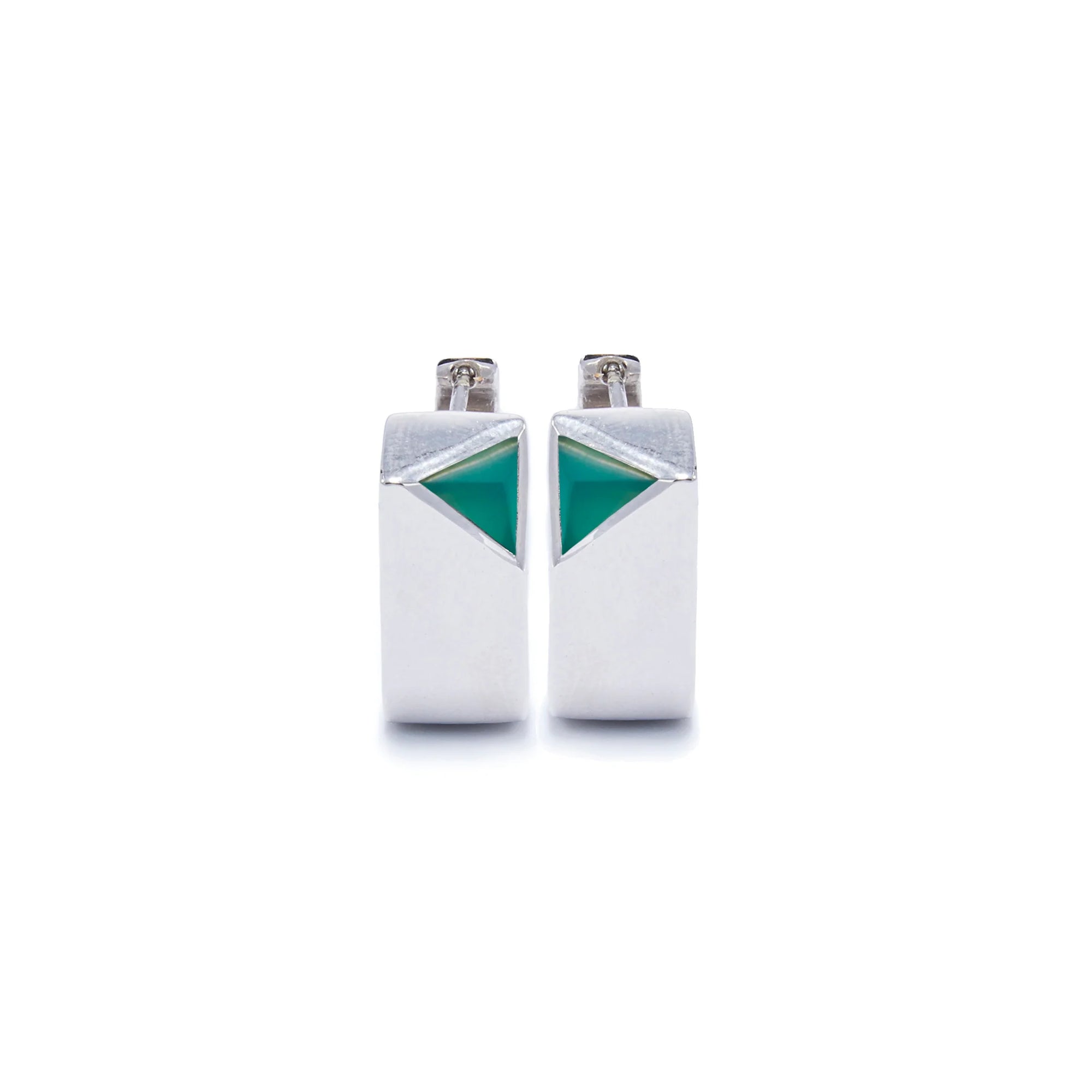 Jewel Beneath Signet Earrings | Sterling Silver & Green Onyx