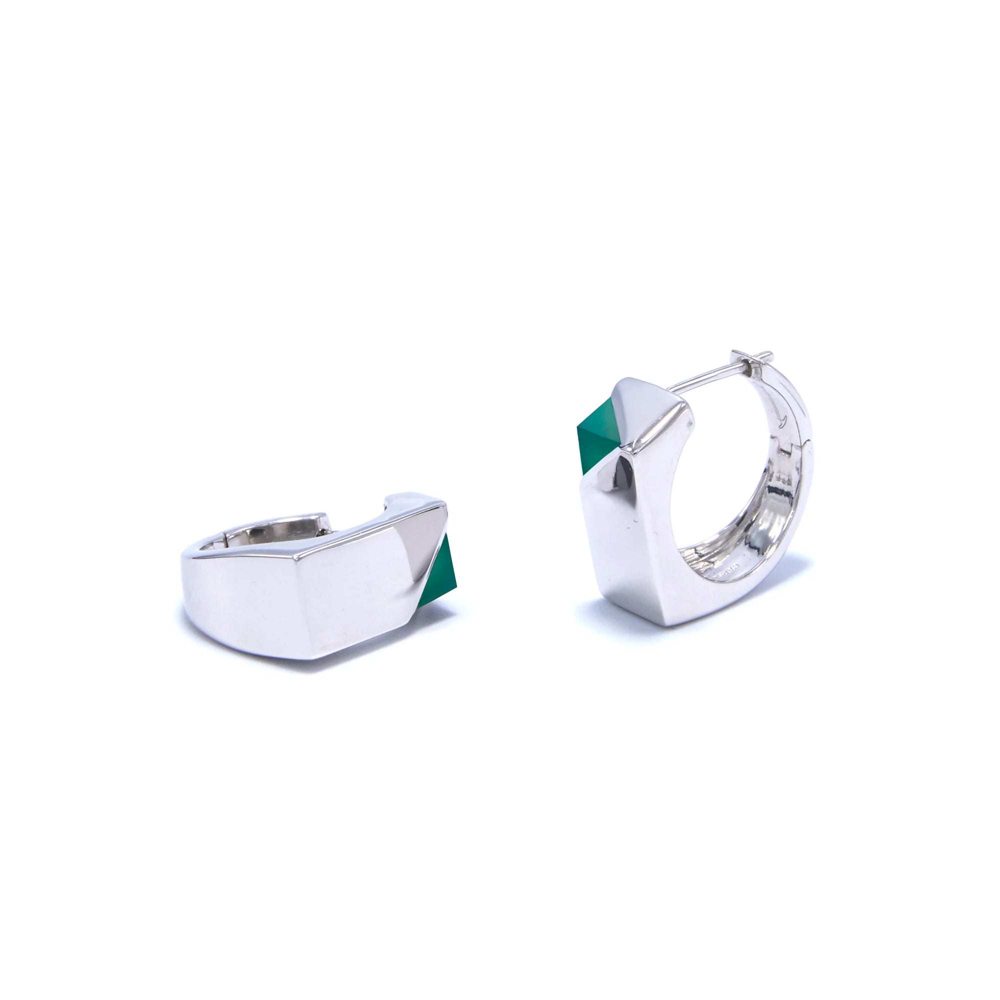 Jewel Beneath Signet Earrings | Sterling Silver & Green Onyx