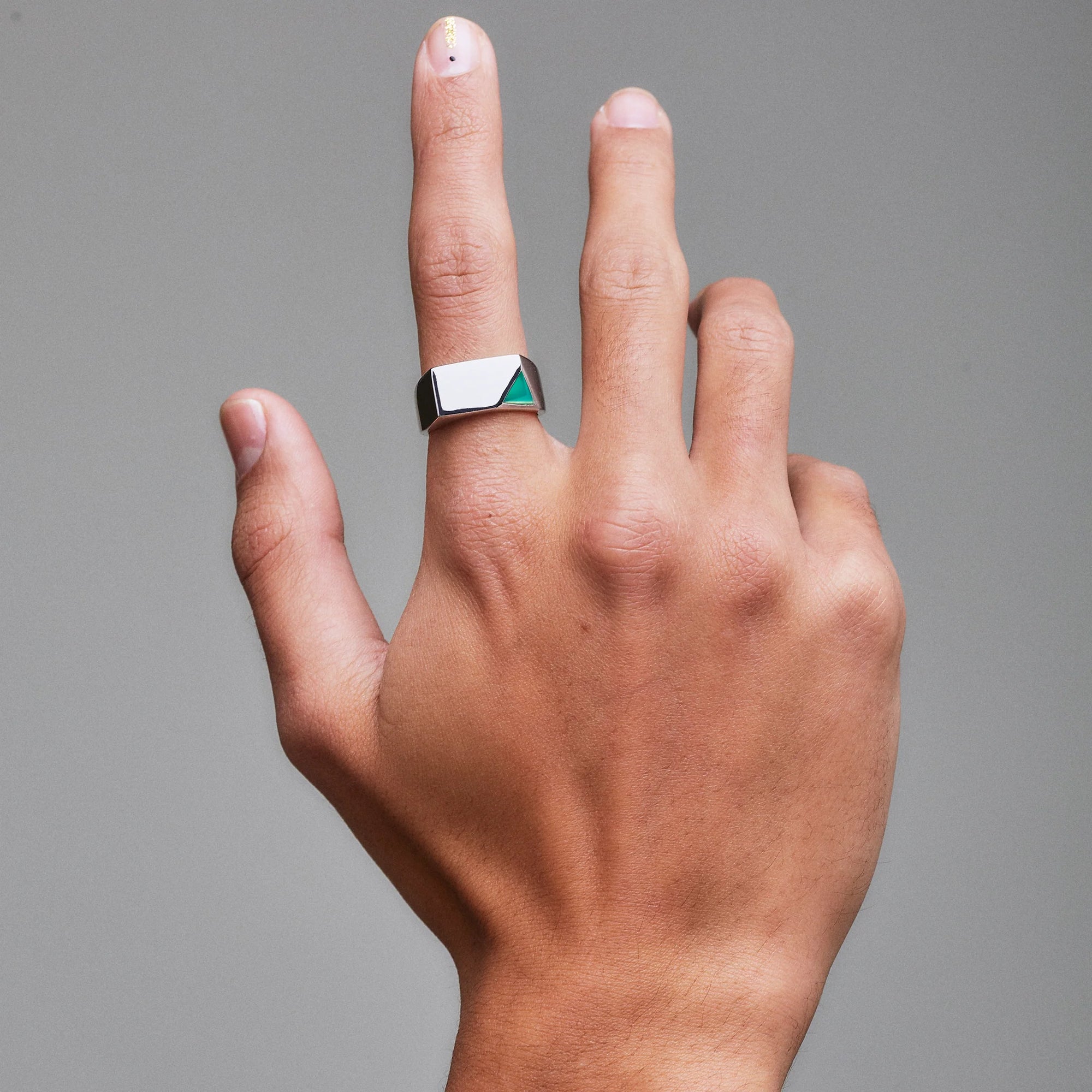 CAPSULE ELEVEN | 'Jewel Beneath' Signet Ring - Silver & Green Onyx